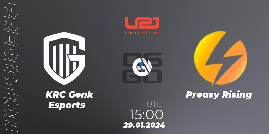 Prognoza KRC Genk Esports - Preasy Rising. 29.01.24, CS2 (CS:GO), United21 Season 10: Division 2