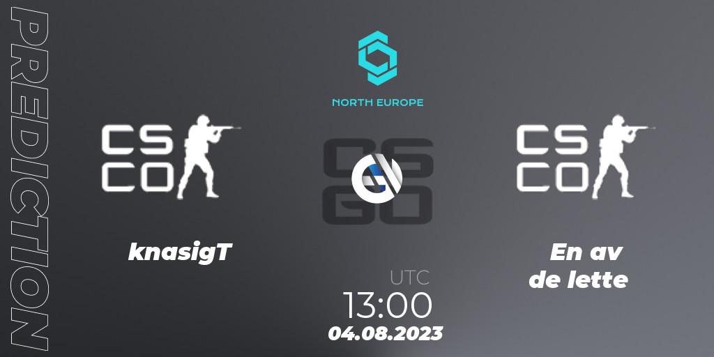 Prognoza knasigT - En av de lette. 04.08.2023 at 13:00, Counter-Strike (CS2), CCT North Europe Series #7: Open Qualifier