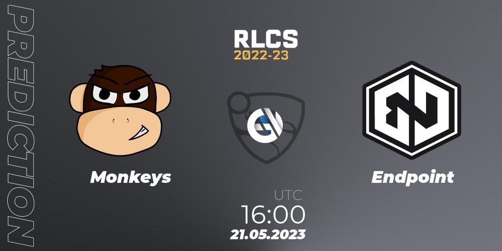 Prognoza Monkeys - Endpoint. 21.05.2023 at 16:00, Rocket League, RLCS 2022-23 - Spring: Europe Regional 2 - Spring Cup: Closed Qualifier