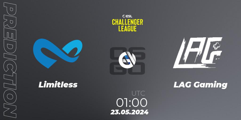 Prognoza Limitless - LAG Gaming. 23.05.2024 at 01:00, Counter-Strike (CS2), ESL Challenger League Season 47: North America