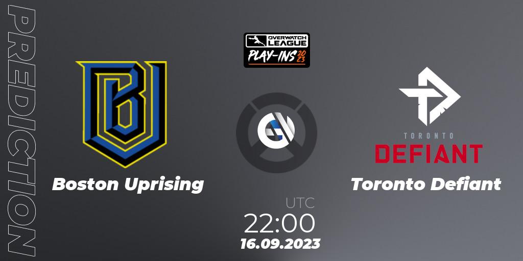 Prognoza Boston Uprising - Toronto Defiant. 16.09.2023 at 22:00, Overwatch, Overwatch League 2023 - Play-Ins