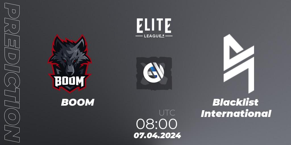 Prognoza BOOM - Blacklist International. 07.04.24, Dota 2, Elite League: Round-Robin Stage