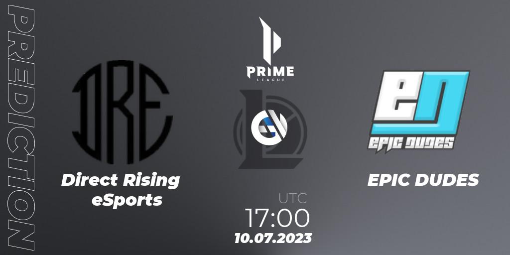 Prognoza Direct Rising eSports - EPIC DUDES. 10.07.2023 at 17:10, LoL, Prime League 2nd Division Summer 2023