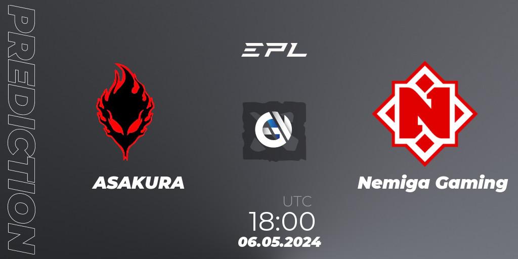 Prognoza ASAKURA - Nemiga Gaming. 06.05.2024 at 18:20, Dota 2, European Pro League Season 18