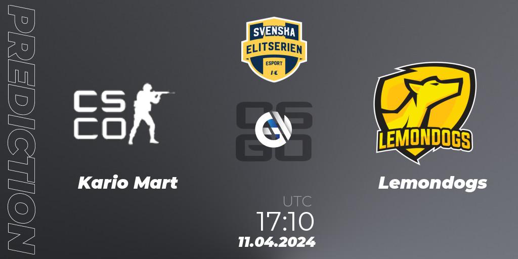 Prognoza Kario Mart - Lemondogs. 11.04.24, CS2 (CS:GO), Svenska Elitserien Spring 2024
