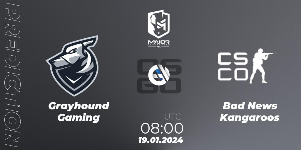 Prognoza Grayhound Gaming - Bad News KangaroosN. 19.01.2024 at 08:00, Counter-Strike (CS2), PGL CS2 Major Copenhagen 2024 Oceania RMR Closed Qualifier