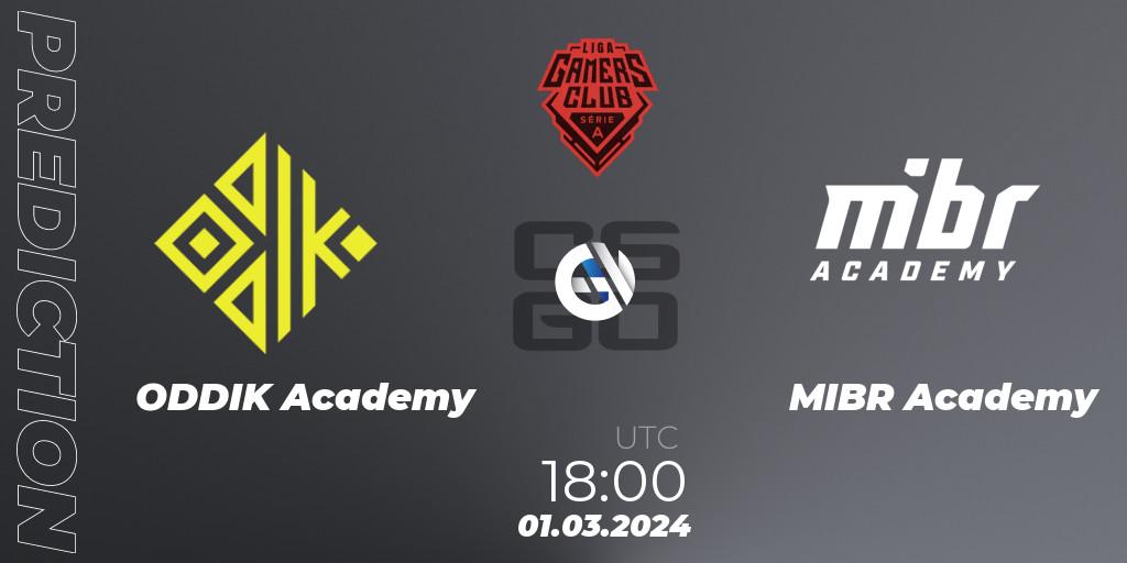 Prognoza ODDIK Academy - MIBR Academy. 01.03.2024 at 18:00, Counter-Strike (CS2), Gamers Club Liga Série A: February 2024