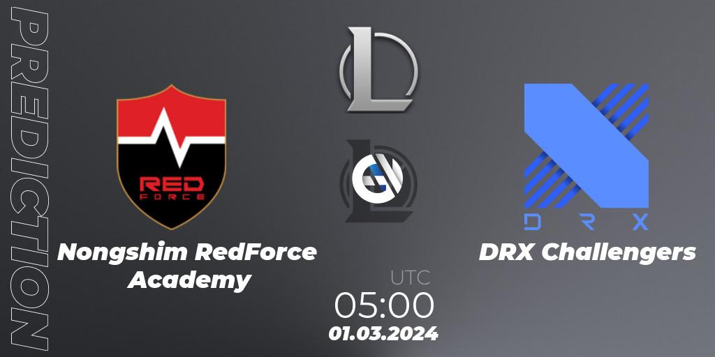 Prognoza Nongshim RedForce Academy - DRX Challengers. 01.03.24, LoL, LCK Challengers League 2024 Spring - Group Stage