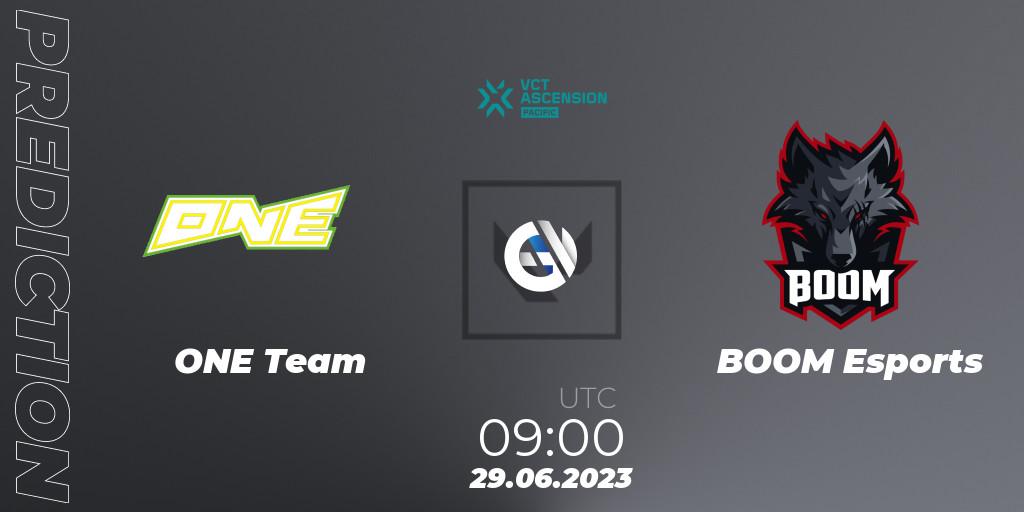 Prognoza ONE Team - BOOM Esports. 29.06.2023 at 09:30, VALORANT, VALORANT Challengers Ascension 2023: Pacific - Group Stage