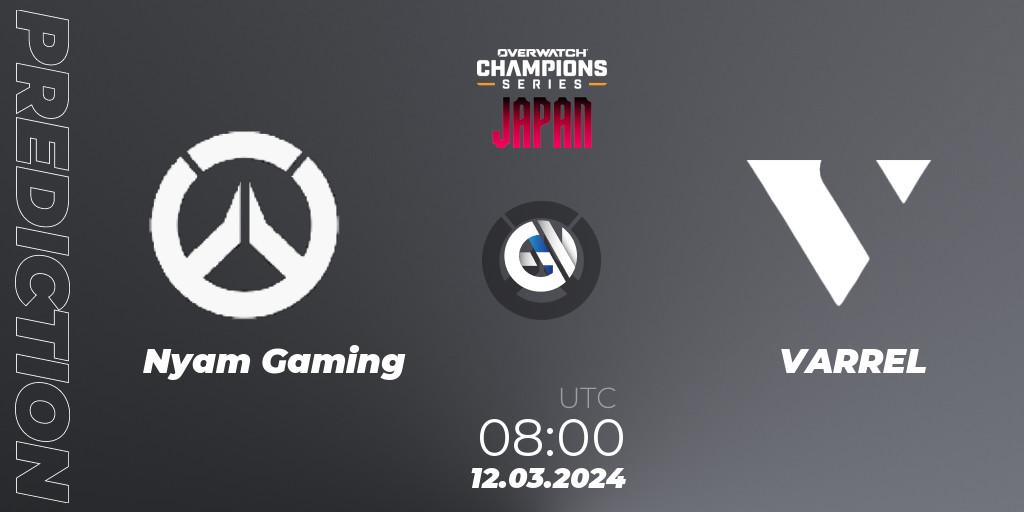 Prognoza Nyam Gaming - VARREL. 12.03.2024 at 09:00, Overwatch, Overwatch Champions Series 2024 - Stage 1 Japan