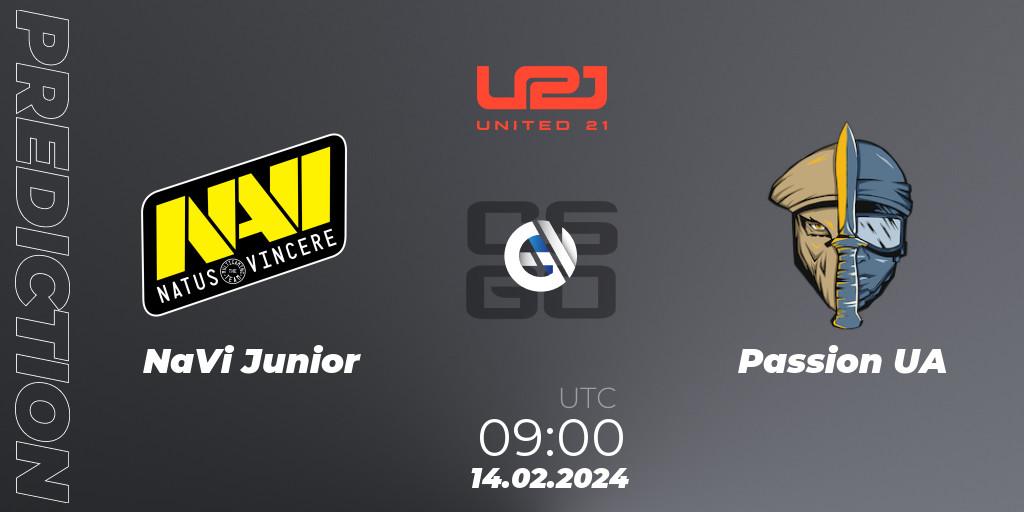 Prognoza NaVi Junior - Passion UA. 15.02.2024 at 15:00, Counter-Strike (CS2), United21 Season 11