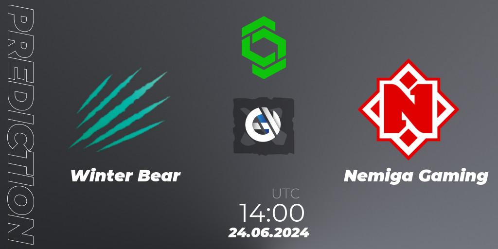 Prognoza Winter Bear - Nemiga Gaming. 24.06.2024 at 15:00, Dota 2, CCT Dota 2 Series 1
