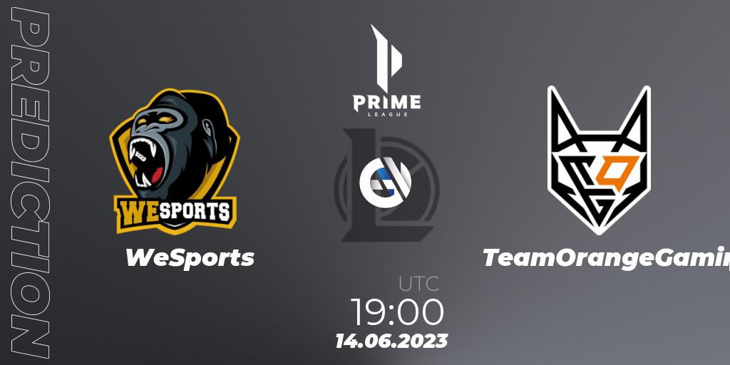 Prognoza WeSports - TeamOrangeGaming. 14.06.2023 at 19:00, LoL, Prime League 2nd Division Summer 2023