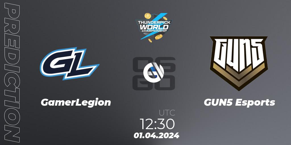 Prognoza GamerLegion - GUN5 Esports. 01.04.24, CS2 (CS:GO), Thunderpick World Championship 2024: European Series #1