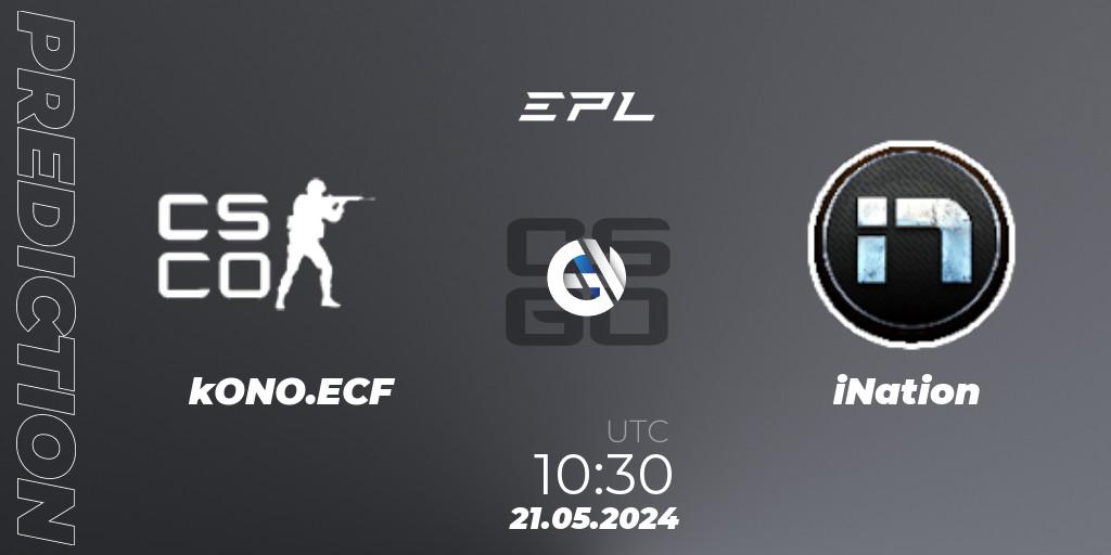 Prognoza kONO.ECF - iNation. 21.05.2024 at 10:30, Counter-Strike (CS2), European Pro League Season 16