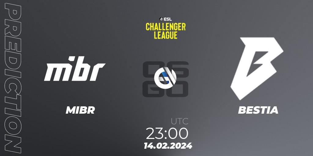 Prognoza MIBR - BESTIA. 14.02.2024 at 23:00, Counter-Strike (CS2), ESL Challenger League Season 47: South America