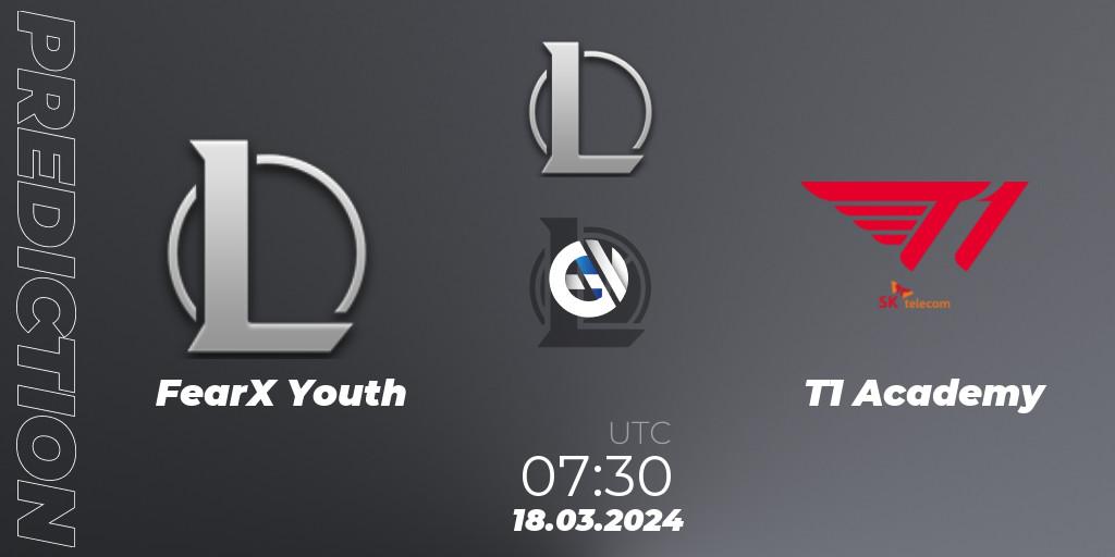 Prognoza FearX Youth - T1 Academy. 18.03.2024 at 07:30, LoL, LCK Challengers League 2024 Spring - Group Stage