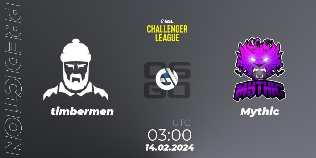 Prognoza timbermen - Mythic. 14.02.24, CS2 (CS:GO), ESL Challenger League Season 47: North America