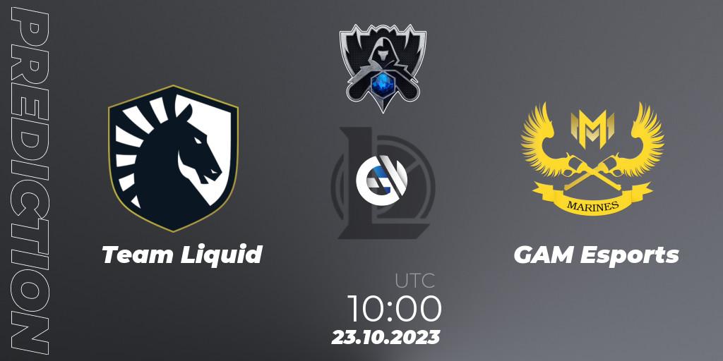 Prognoza Team Liquid - GAM Esports. 23.10.23, LoL, Worlds 2023 LoL - Group Stage