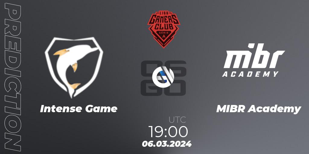 Prognoza Intense Game - MIBR Academy. 06.03.2024 at 19:00, Counter-Strike (CS2), Gamers Club Liga Série A: February 2024