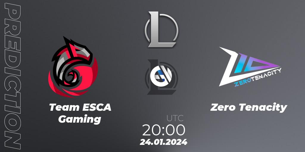 Prognoza Team ESCA Gaming - Zero Tenacity. 24.01.24, LoL, Ultraliga S11
