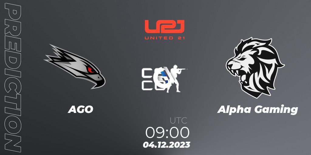Prognoza AGO - Alpha Gaming. 04.12.23, CS2 (CS:GO), United21 Season 9