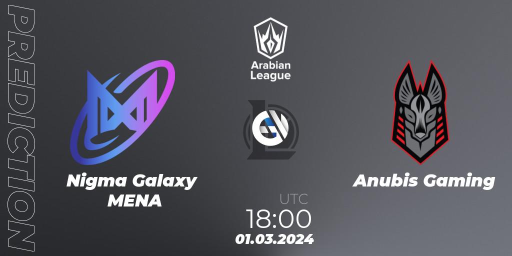 Prognoza Nigma Galaxy MENA - Anubis Gaming. 01.03.2024 at 18:00, LoL, Arabian League Spring 2024
