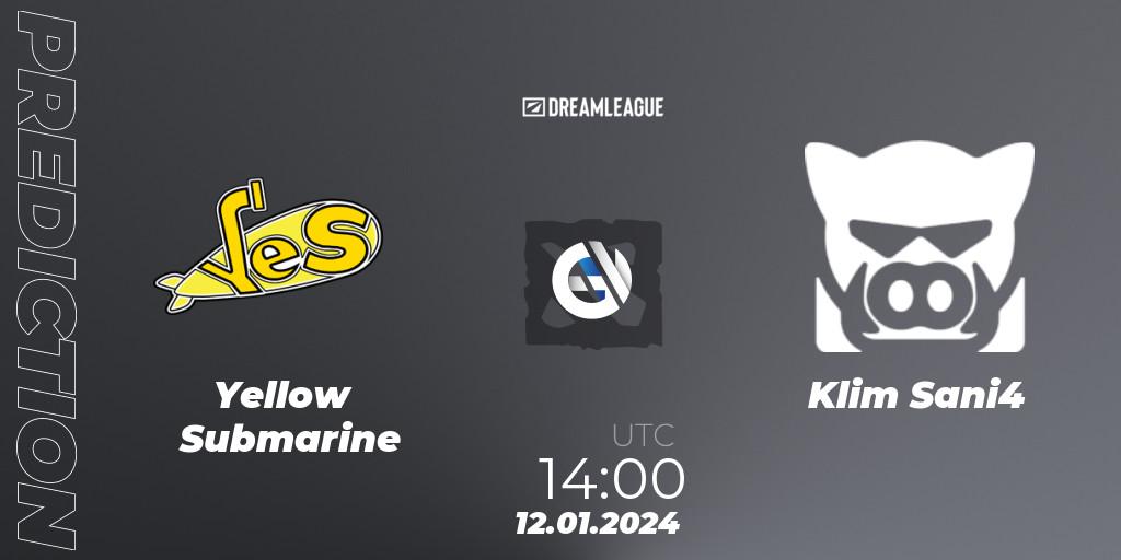 Prognoza Yellow Submarine - Klim Sani4. 12.01.2024 at 14:15, Dota 2, DreamLeague Season 22: Eastern Europe Open Qualifier #2