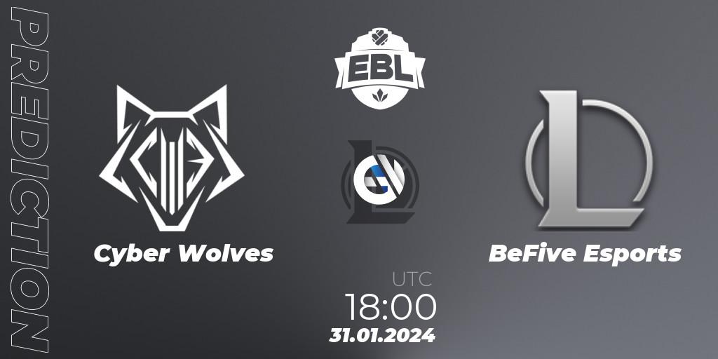 Prognoza Cyber Wolves - BeFive Esports. 31.01.2024 at 18:00, LoL, Esports Balkan League Season 14