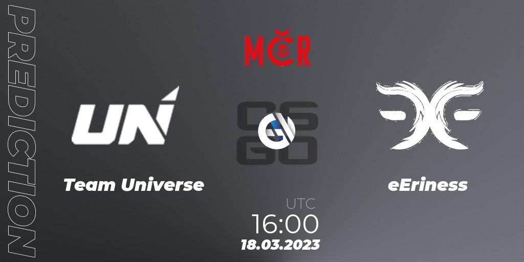 Prognoza Team Universe - eEriness. 18.03.2023 at 16:00, Counter-Strike (CS2), Tipsport Cup Prague Spring 2023: Closed Qualifier