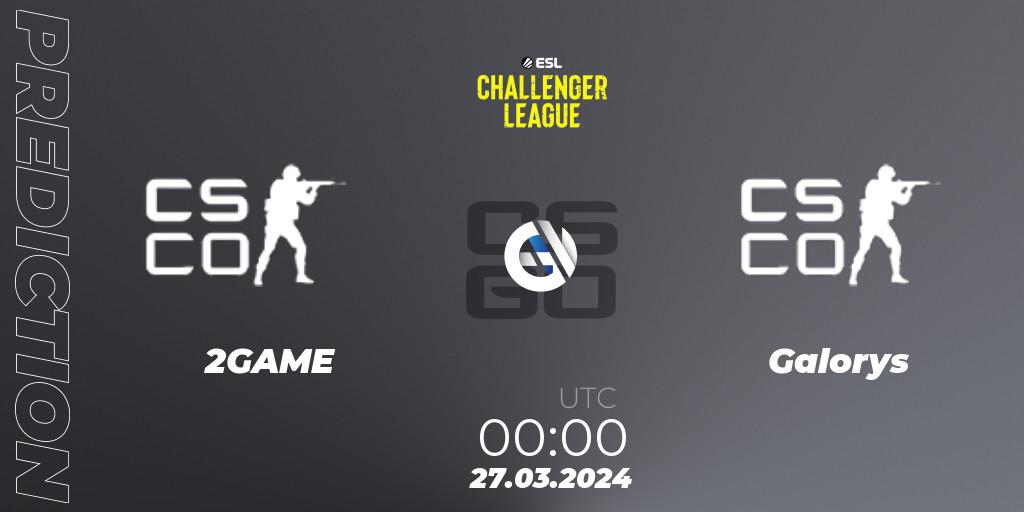 Prognoza 2GAME - Galorys. 27.03.2024 at 00:30, Counter-Strike (CS2), ESL Challenger League Season 47: South America