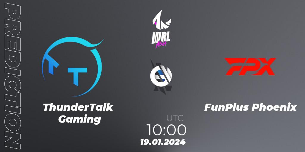Prognoza ThunderTalk Gaming - FunPlus Phoenix. 19.01.2024 at 10:00, Wild Rift, WRL Asia 2023 - Season 2: China Conference