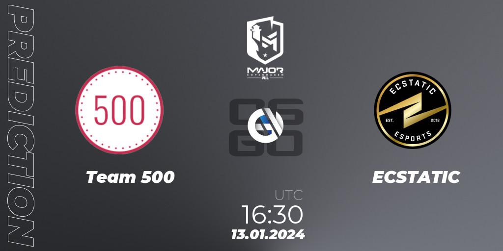 Prognoza Team 500 - ECSTATIC. 13.01.2024 at 16:15, Counter-Strike (CS2), PGL CS2 Major Copenhagen 2024 Europe RMR Open Qualifier 3