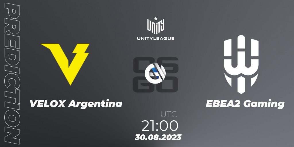 Prognoza VELOX Argentina - EBEA2 Gaming. 30.08.2023 at 21:00, Counter-Strike (CS2), LVP Unity League Argentina 2023