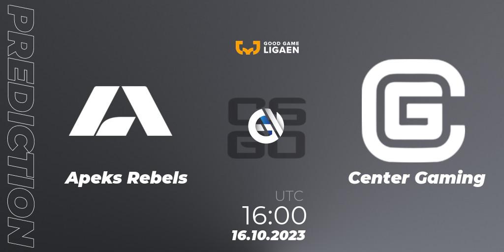 Prognoza Apeks Rebels - Center Gaming. 23.10.23, CS2 (CS:GO), Good Game-ligaen Fall 2023: Regular Season
