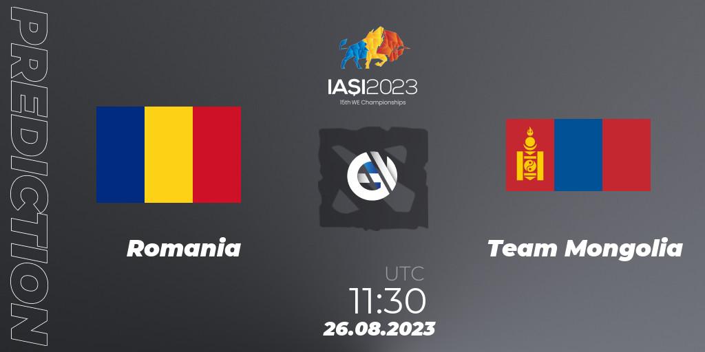 Prognoza Romania - Team Mongolia. 26.08.2023 at 17:30, Dota 2, IESF World Championship 2023