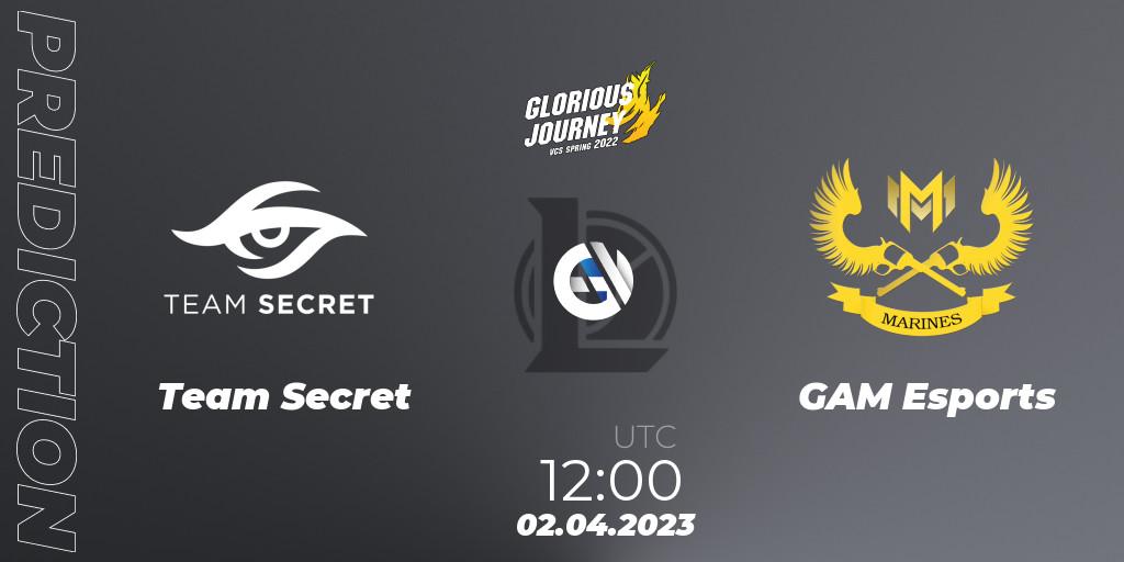 Prognoza Team Secret - GAM Esports. 02.04.23, LoL, VCS Spring 2023 - Group Stage