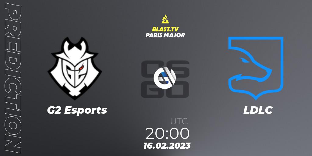 Prognoza G2 Esports - LDLC. 16.02.2023 at 20:00, Counter-Strike (CS2), BLAST.tv Paris Major 2023 Europe RMR Closed Qualifier A