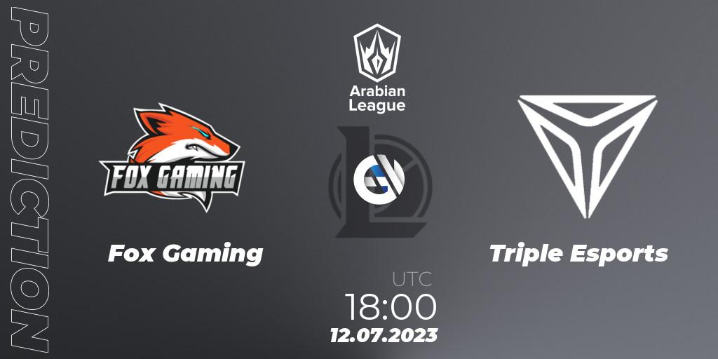Prognoza Fox Gaming - Triple Esports. 12.07.23, LoL, Arabian League Summer 2023 - Group Stage