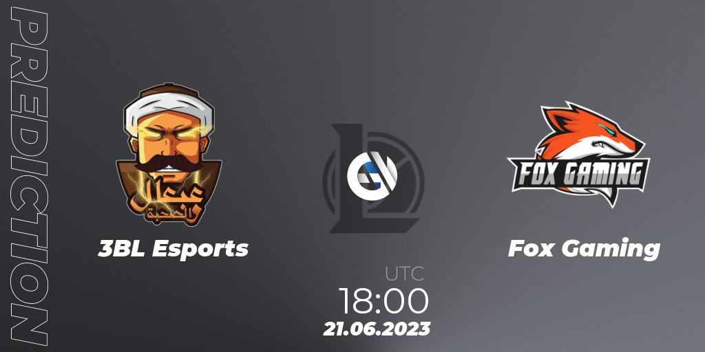 Prognoza 3BL Esports - Fox Gaming. 21.06.2023 at 18:00, LoL, Arabian League Summer 2023 - Group Stage
