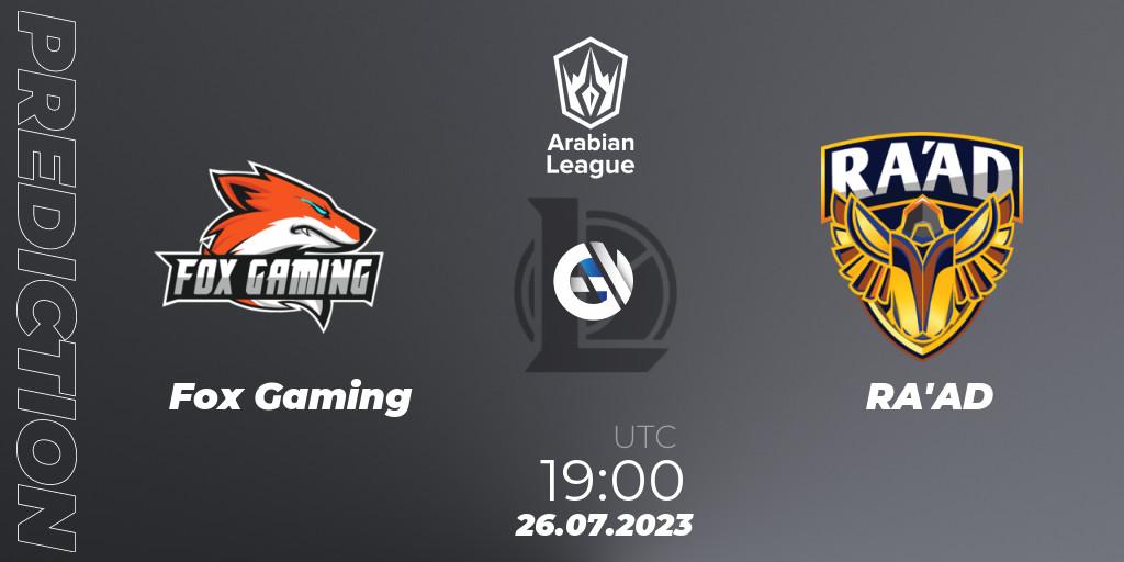 Prognoza Fox Gaming - RA'AD. 26.07.2023 at 19:30, LoL, Arabian League Summer 2023 - Group Stage