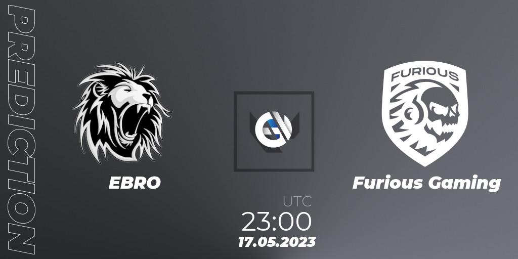 Prognoza EBRO - Furious Gaming. 17.05.2023 at 23:00, VALORANT, VALORANT Challengers 2023: LAS Split 2 - Regular Season