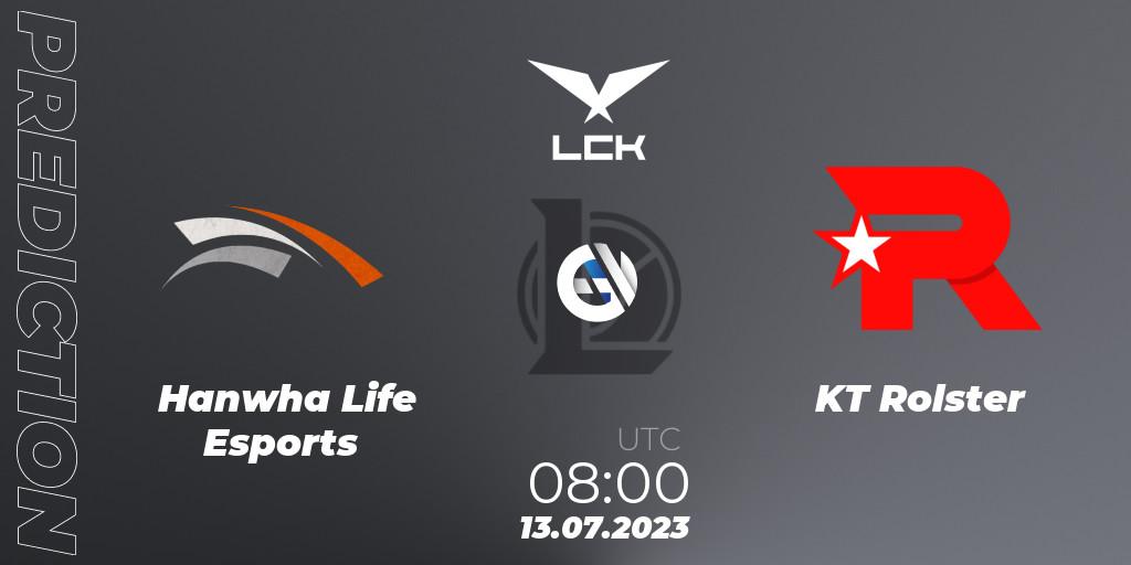 Prognoza Hanwha Life Esports - KT Rolster. 13.07.2023 at 08:00, LoL, LCK Summer 2023 Regular Season