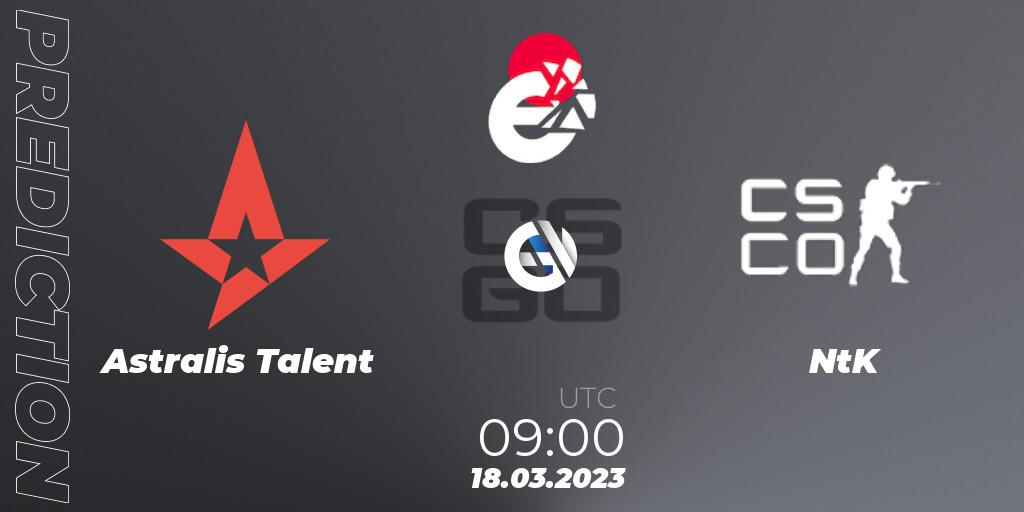 Prognoza Astralis Talent - NtK. 18.03.23, CS2 (CS:GO), IESF World Esports Championship 2023: Danish Qualifier