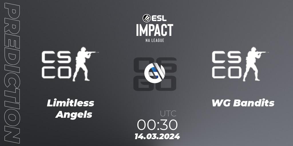 Prognoza Limitless Angels - WG Bandits. 14.03.2024 at 00:30, Counter-Strike (CS2), ESL Impact League Season 5: North America