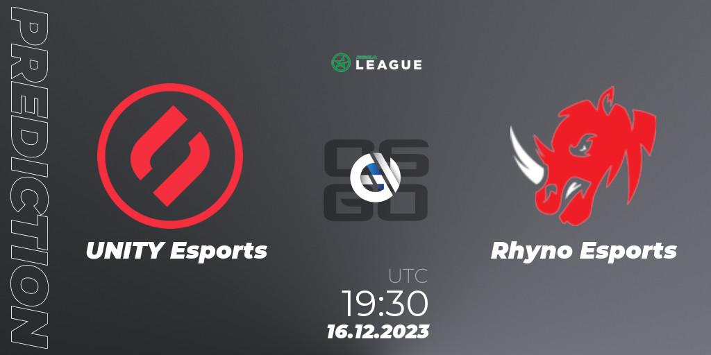 Prognoza UNITY Esports - Rhyno Esports. 16.12.2023 at 19:30, Counter-Strike (CS2), ESEA Season 47: Main Division - Europe