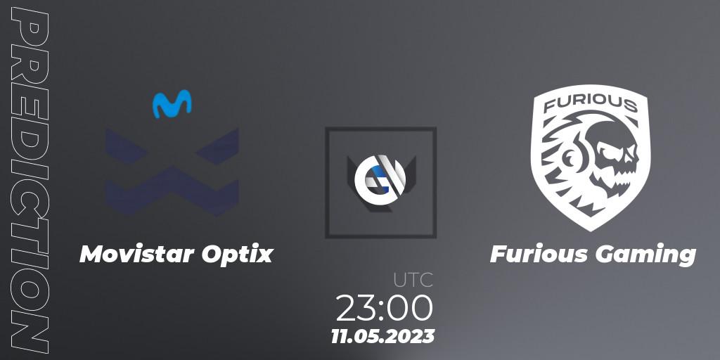 Prognoza Movistar Optix - Furious Gaming. 11.05.2023 at 22:15, VALORANT, VALORANT Challengers 2023: LAS Split 2 - Regular Season