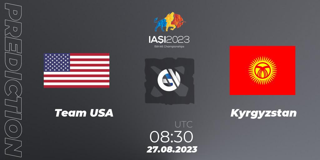 Prognoza Team USA - Kyrgyzstan. 27.08.2023 at 13:00, Dota 2, IESF World Championship 2023