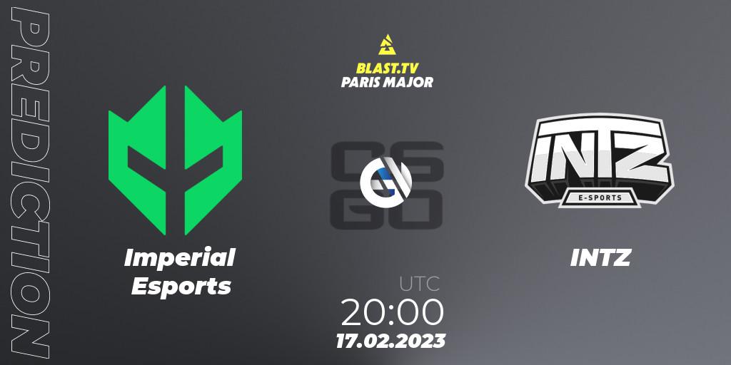 Prognoza Imperial Esports - INTZ. 17.02.2023 at 20:00, Counter-Strike (CS2), BLAST.tv Paris Major 2023 South America RMR Closed Qualifier
