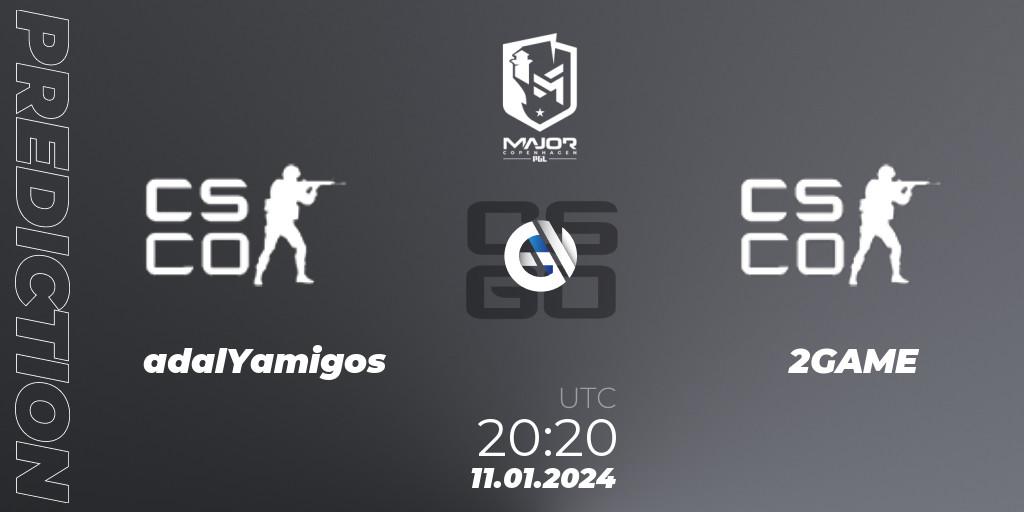Prognoza adalYamigos - 2GAME. 11.01.2024 at 20:35, Counter-Strike (CS2), PGL CS2 Major Copenhagen 2024 South America RMR Open Qualifier 2